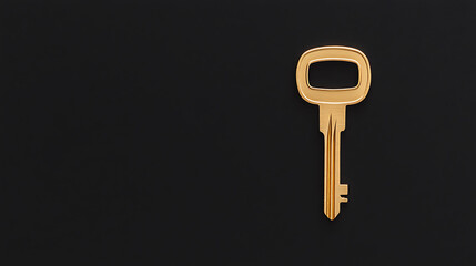 Isolated gold key, symbolizing access, security, and opportunity, presented against a dark backdrop.