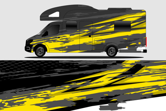 Stylish RV Design with Bold Yellow Graphics