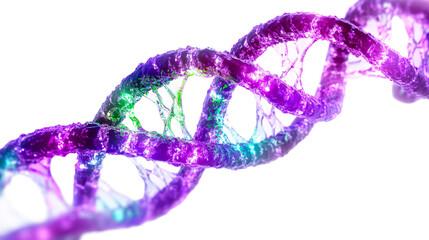 Colorful DNA Helix Structure on Black Void Background, cut out transparent