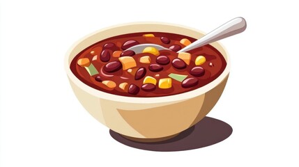 Hearty bean soup bowl, kitchen setting. Food illustration