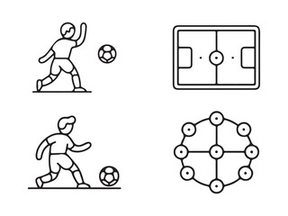 Soccer Players, Field, and Network - Sport and Connection Graphics