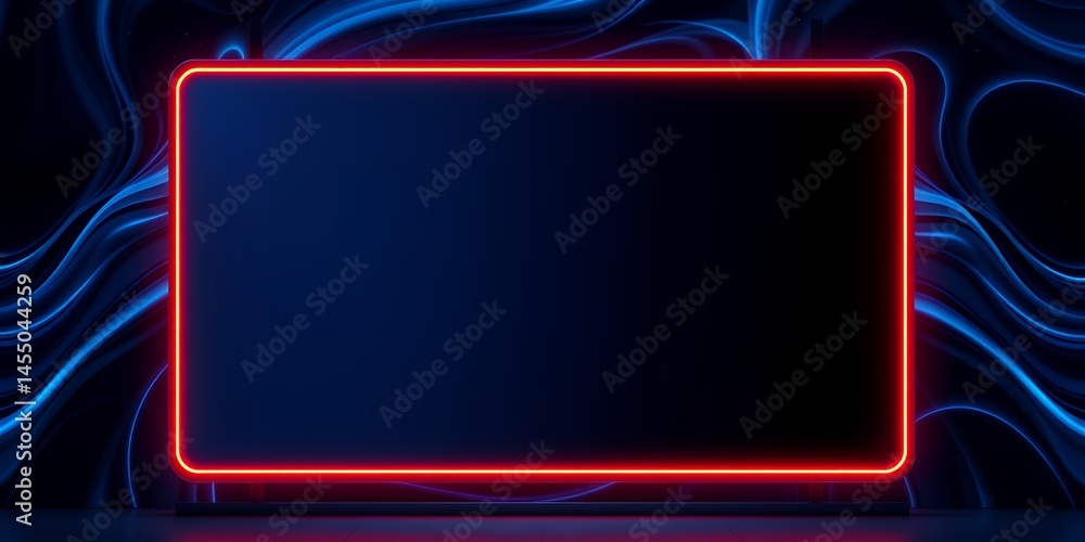 Aufkleber a glowing red rectangular frame with rounded corners on a blue and black background