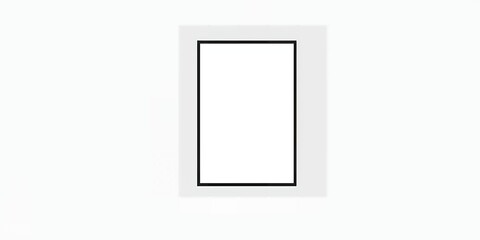 Isolated black framed white rectangle on a white background with a gray border around it