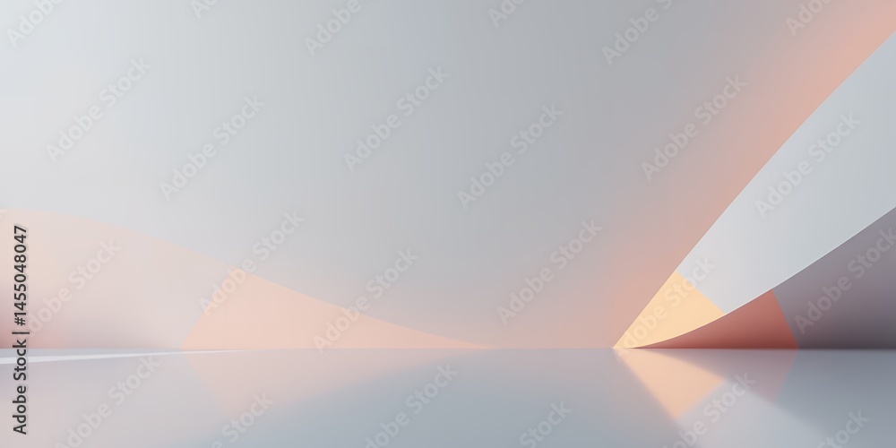 Poster an abstract minimalist background with a curved shape and soft pastel color gradients