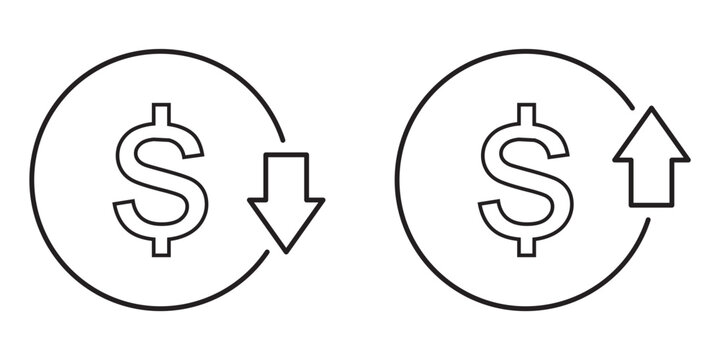 cost reduce icon vector set. cost reduce sign icon for computer, web and mobile apps.