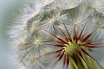 Obraz premium Dandelion seeds from Tragopogon pseudomajor in nature 