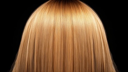 Naklejka premium Blonde, straight hair. Dark backdrop. Smooth texture