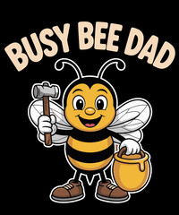 Busy Bee Dad Cute Retro Family Matching For Father
