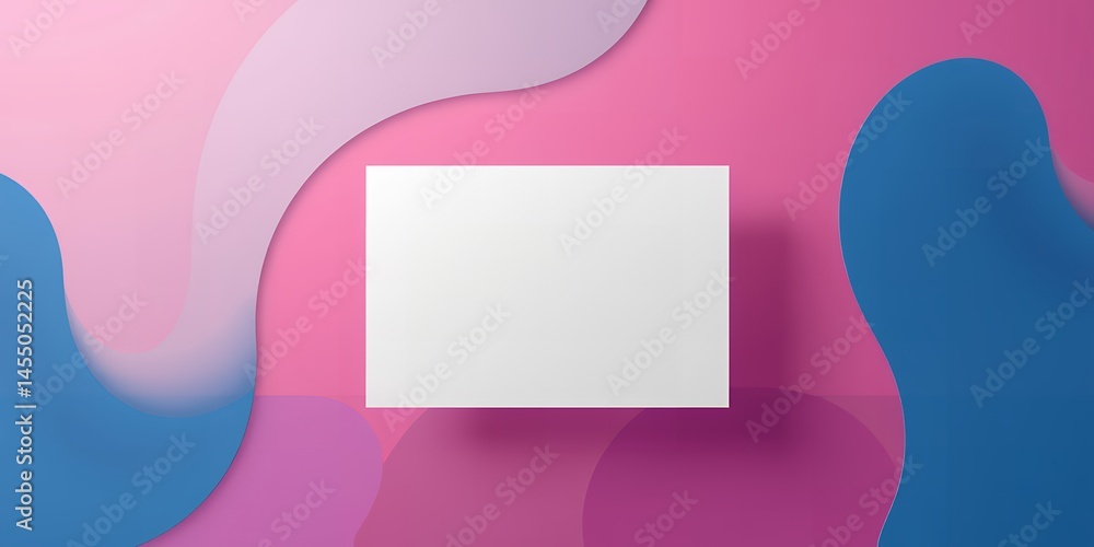 Aufkleber white rectangle floating above pink and blue abstract shapes creating a modern backdrop