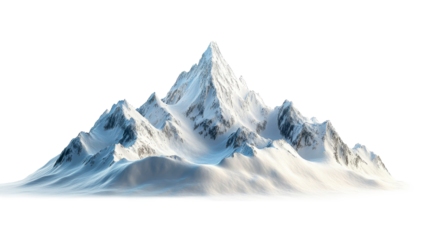 Snowy mountain range, natural arctic landscape, high altitude peak, cut out transparent