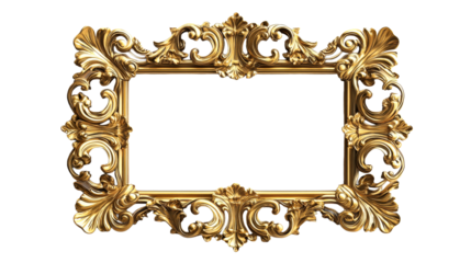 Ornate golden frame, decorative baroque style border «, cut out transparent"