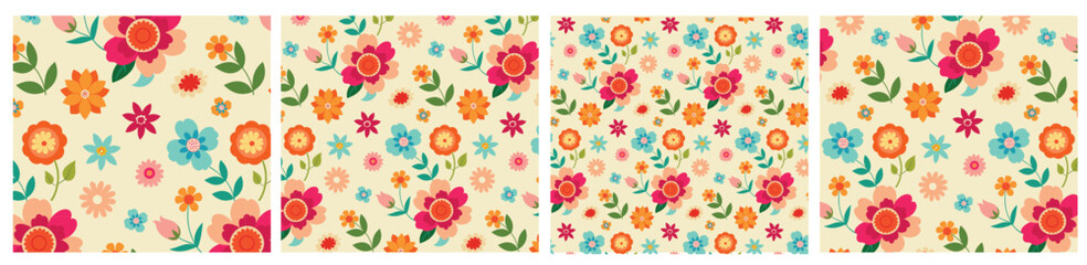 A flower seamless pattern vector illustration on a white background