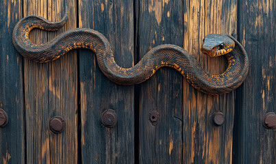 Snake on Wooden Fence