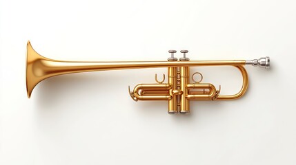 Obraz premium Golden Trumpet Instrument Isolated on White Background for Music and Performance Themes