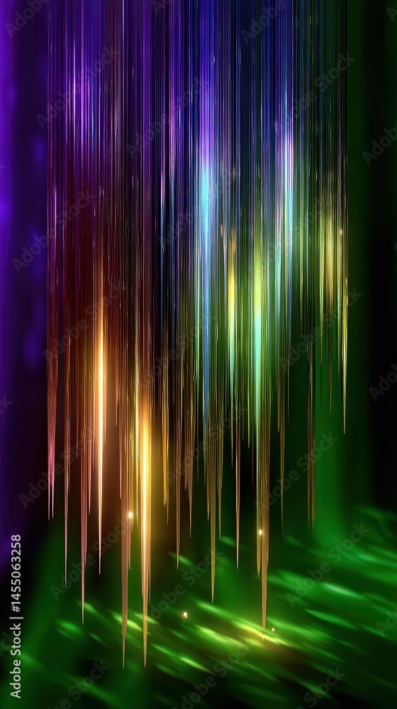 Poster abstract colorful vertical light streaks create a vibrant backdrop with luminous effects and flowing