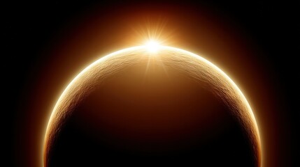   A zoomed-in image of a brilliant celestial body with a luminous sun at its center