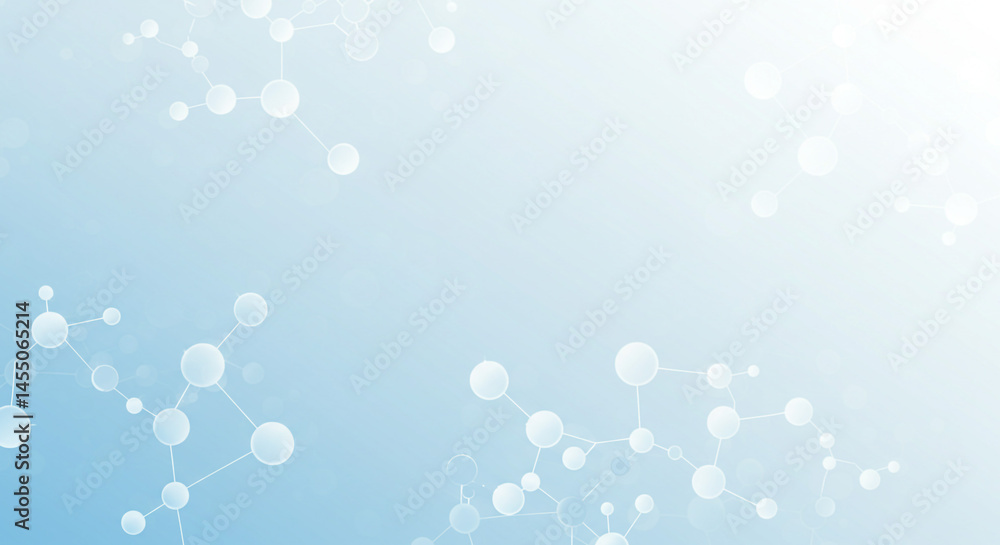 Poster abstract light blue background with molecule structure and connecting lines design element