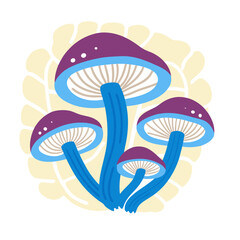 Velvet Foot Mushroom Line Art Illustration