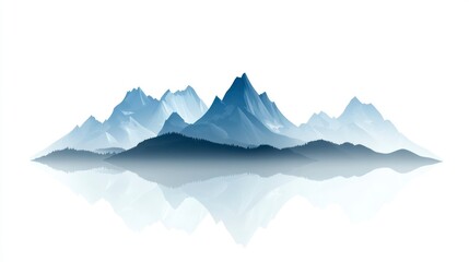 Fototapeta premium Snowy Mountain Reflections A Serene Landscape with Peaks and Forest Silhouettes
