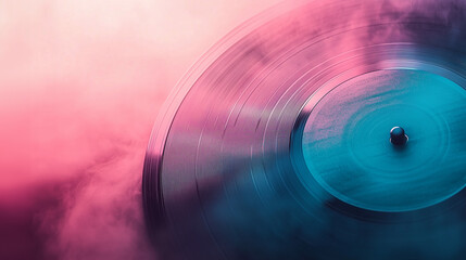 Dreamy pink vinyl record spinning in soft pastel colors  