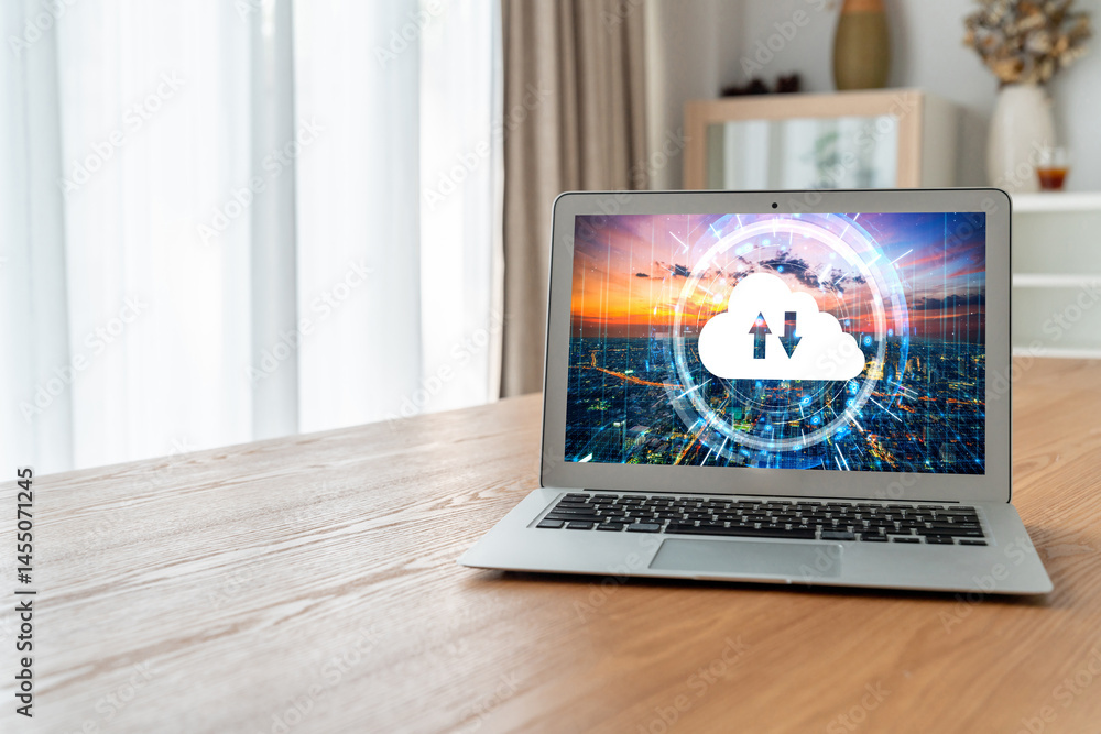 Poster cloud computing software for modish remote work and personal data storage