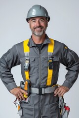 Fototapeta premium Experience worker technician in white background