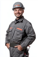 Fototapeta premium Experience worker technician in white background