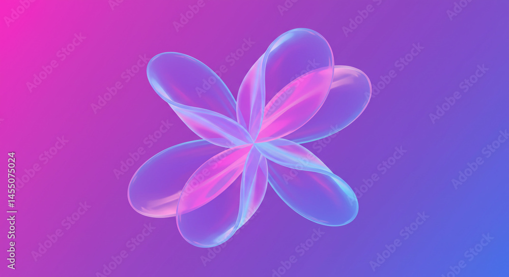 Poster Abstract flower with translucent petals on a pink and purple gradient background design element art