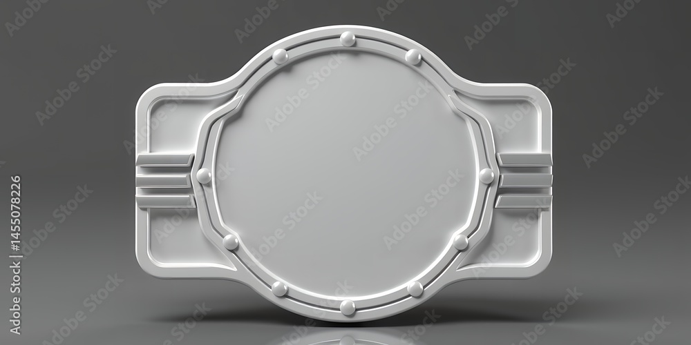 Aufkleber a white decorative frame with a circular center and rounded edges on a gray background