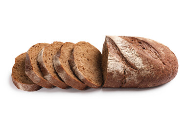 Pieces of fresh bread isolated on white