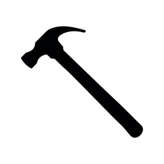 Old claw hammer silhouette. Vector illustration design isolated on white background. Ideal for vintage tool themes, carpentry, and repair icons
