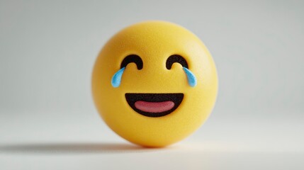 Laughing Emoji with Tears of Joy Bright Yellow Face Expressing Happiness and Amusement