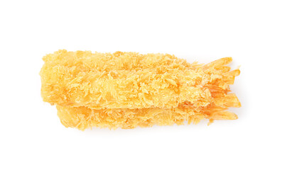 Two tasty tempura shrimps isolated on white