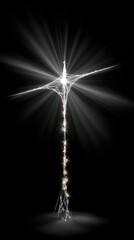 Abstract glowing formation against a dark background, emitting bright rays of light and sparkling illuminations, creating a visually striking and mesmerizing effect.