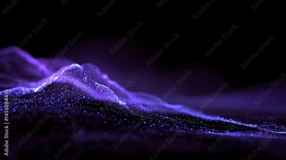 Poster abstract purpleness wave with beam particles, creating an atmospheric and dynamic visual.