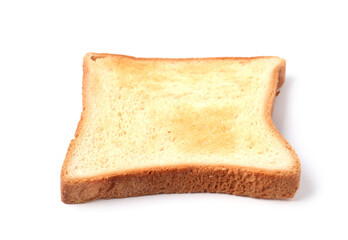 Slice of tasty toasted bread isolated on white
