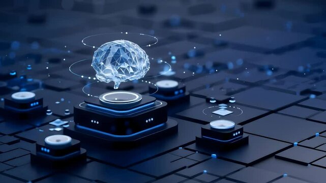 Technology background 4K Dynamic overhead shot a futuristic digital landsca