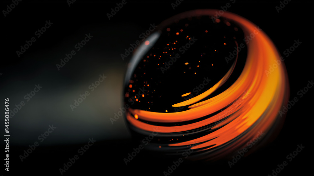 Aufkleber abstract sphere with dynamic orange tree and black elements a modern nontextual matter concept