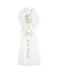 One award ribbon on white background, top view