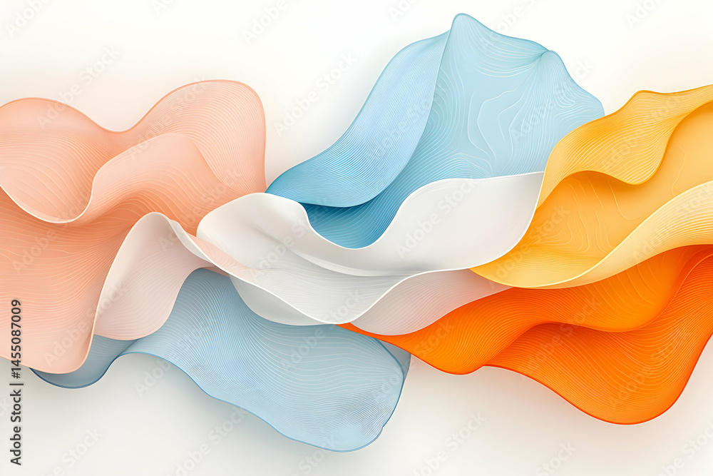 Poster abstract art of flowing ribbons in pastel colors. it is suitable for digital art background design o