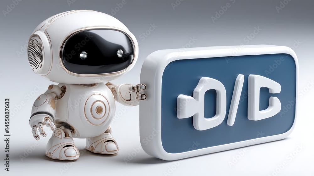 Aufkleber futuristic robot with digital display technology and innovation concept for modern application