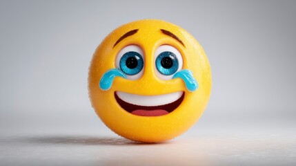 Fototapeta premium A cheerful emoji with tears of joy perfect for expressing happiness and laughter in digital co