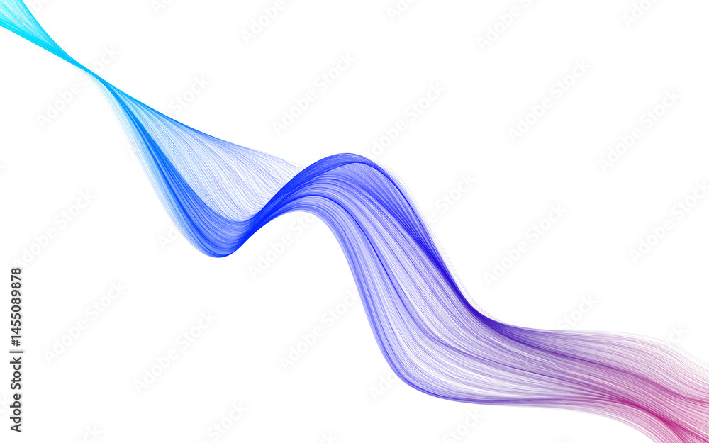 Poster wavy flowing curve pattern by colorful gradient blue purple on transparent background. abstract elem