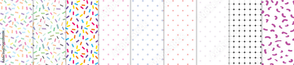 Poster bundle seamless pattern with rhombus, star, love and dot pattern for wrapping and other