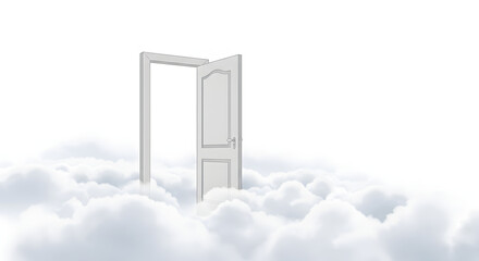 Floating door in clouds, new mindset