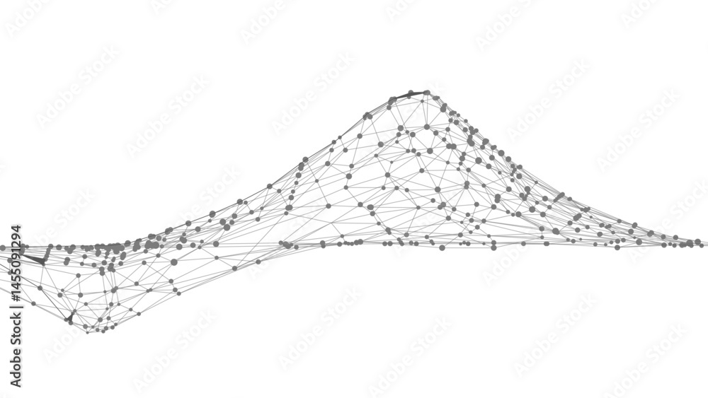 Poster Dots connected by lines. Abstract wave. Minimalist mesh. Abstract polygonal shape.