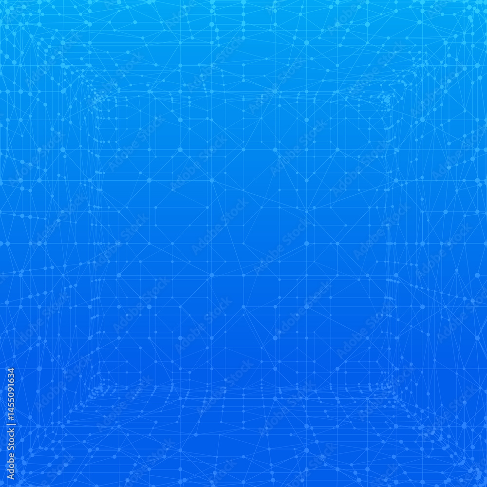 Poster Technology abstract background. Dots connected by lines. Minimalist mesh backdrop. Abstract polygonal shape. Plexus circles.