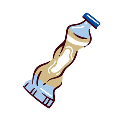 Doodle tube of paint in beige and blue vector illustration. Cartoon art tool of tube of paint for artistic or school materials.