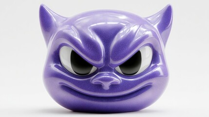 A glossy purple cat mask with expressive eyes perfect for Halloween costumes or creative desig