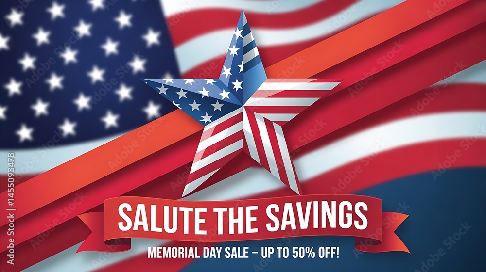 Fototapete advertisement sale design for a memorial day sale, showcasing red, white, and blue elements with a s